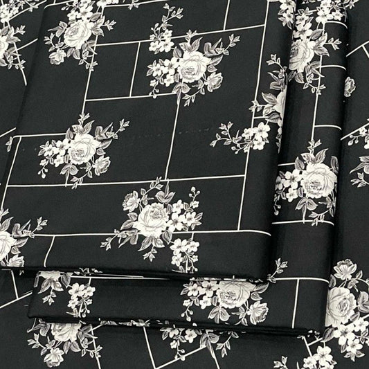 Women's Printed 2 Pcs Suit Black Floral