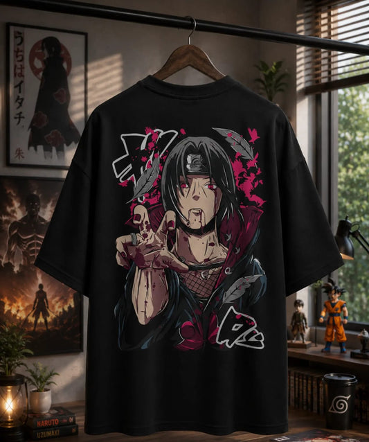 Itachi Uchiha Anime Oversized Black T-Shirt