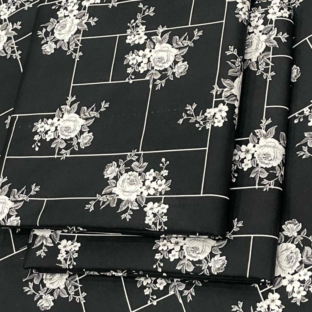 Women's Printed 2 Pcs Suit Black Floral