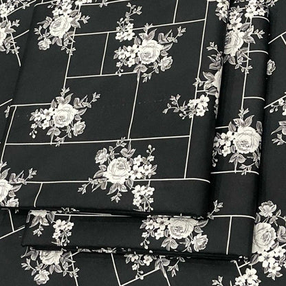 Women's Printed 2 Pcs Suit Black Floral